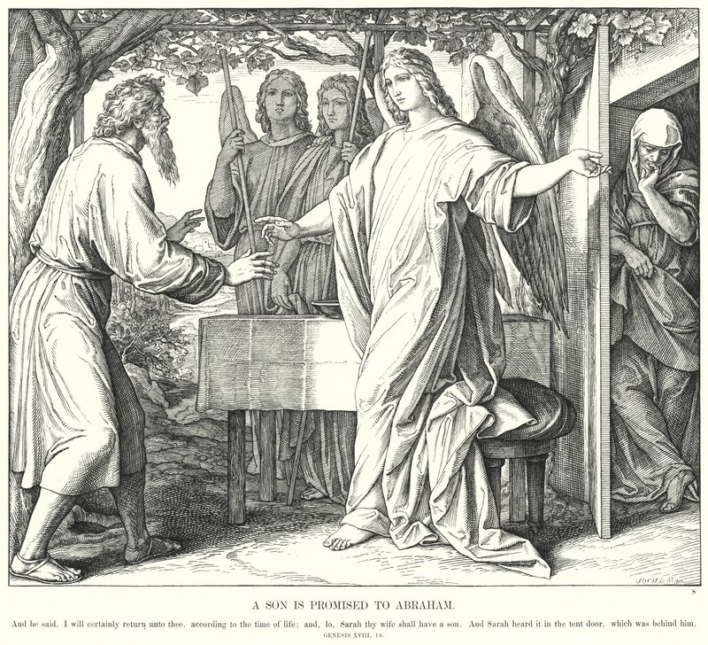 En sønn er lovet til Abraham (gravering) av Julius (after) Schnorr von Carolsfeld