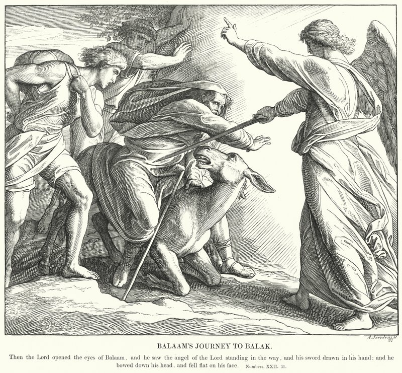 Bileams reise til Balak (gravering) av Julius (after) Schnorr von Carolsfeld