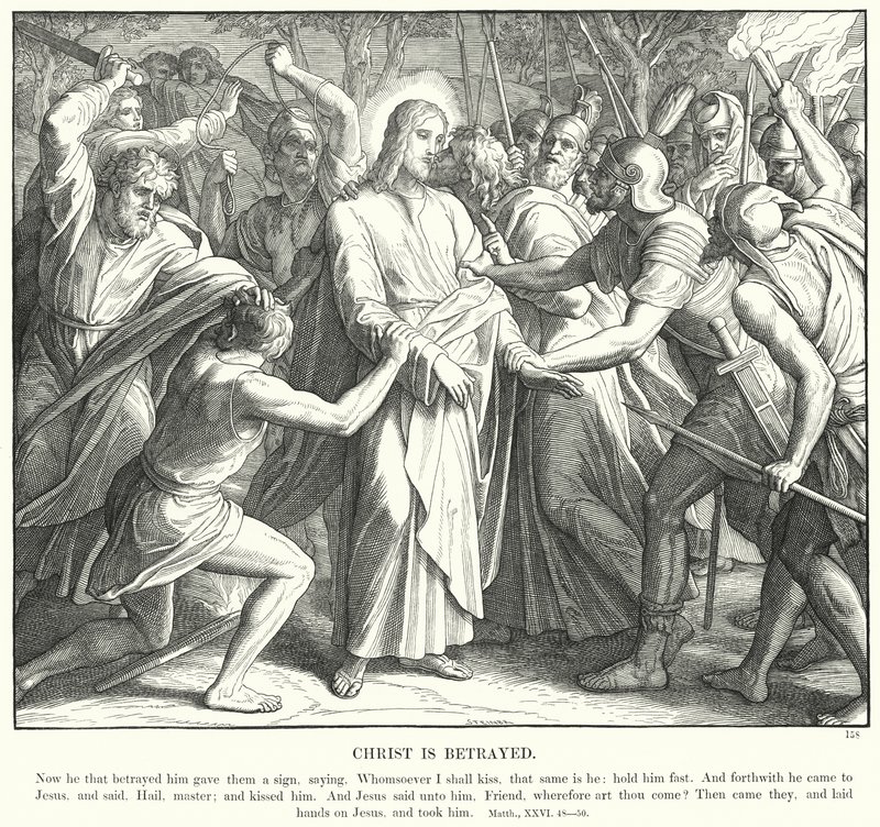 Kristus er forrådt (gravering) av Julius (after) Schnorr von Carolsfeld