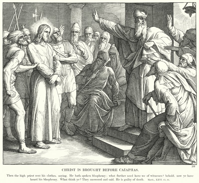Kristus blir brakt foran Kaifas (gravering) av Julius (after) Schnorr von Carolsfeld