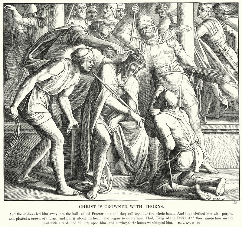 Kristus er kronet med torner (gravering) av Julius (after) Schnorr von Carolsfeld