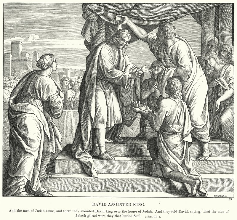 David Salvet konge (gravering) av Julius (after) Schnorr von Carolsfeld