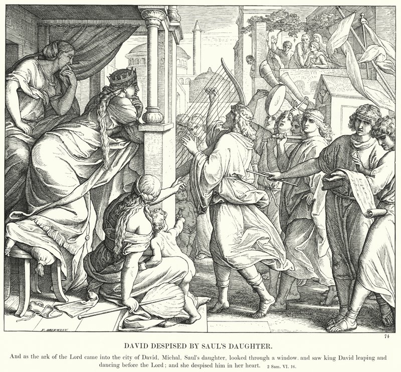 David foraktet av Sauls datter (gravering) av Julius (after) Schnorr von Carolsfeld