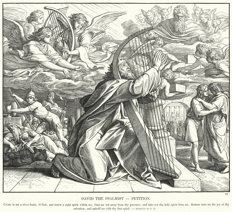 Salmisten David, Petisjon (gravering) av Julius (after) Schnorr von Carolsfeld