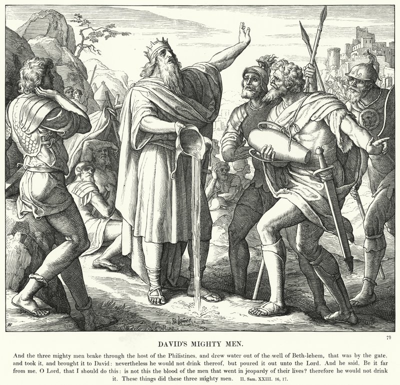 Davids mektige menn (gravering) av Julius (after) Schnorr von Carolsfeld