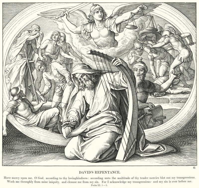 Davids omvendelse (gravering) av Julius (after) Schnorr von Carolsfeld