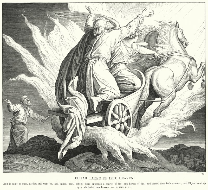 Elijah tatt opp til himmelen (gravering) av Julius (after) Schnorr von Carolsfeld