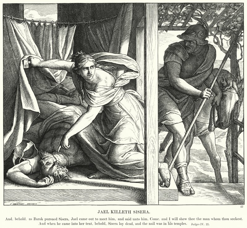 Jael Killeth Sisera (gravering) av Julius (after) Schnorr von Carolsfeld