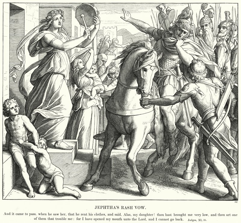 Jeftas utslettløfte (gravering) av Julius (after) Schnorr von Carolsfeld