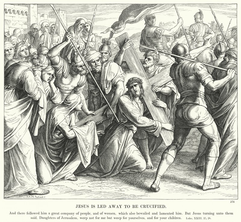Jesus blir ført bort for å bli korsfestet (gravering) av Julius (after) Schnorr von Carolsfeld