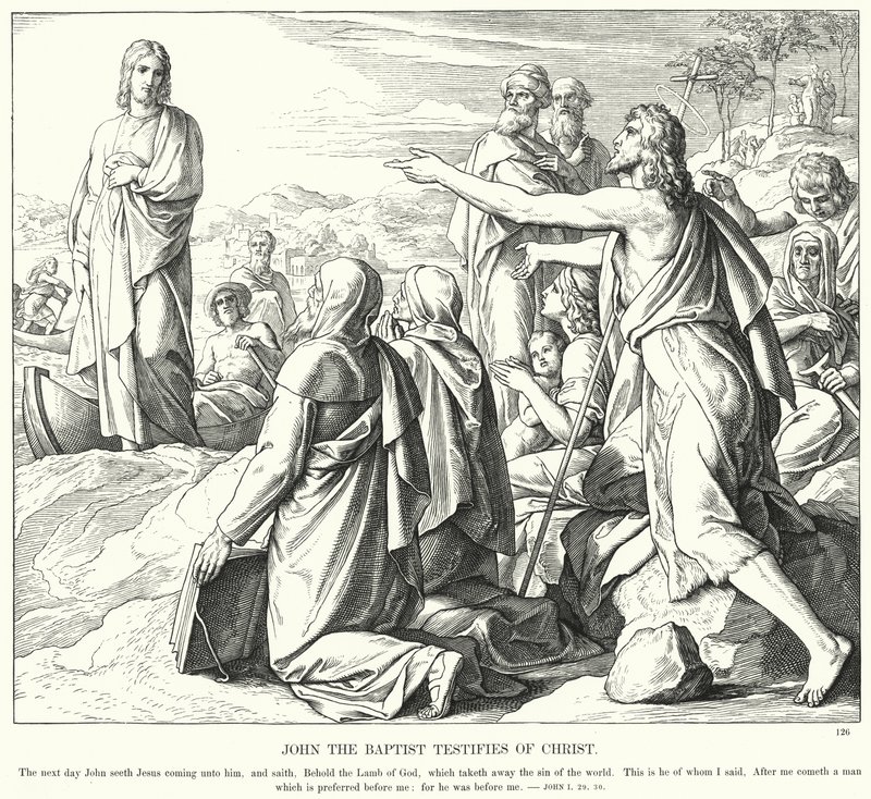 Døperen Johannes vitner om Kristus (gravering) av Julius (after) Schnorr von Carolsfeld