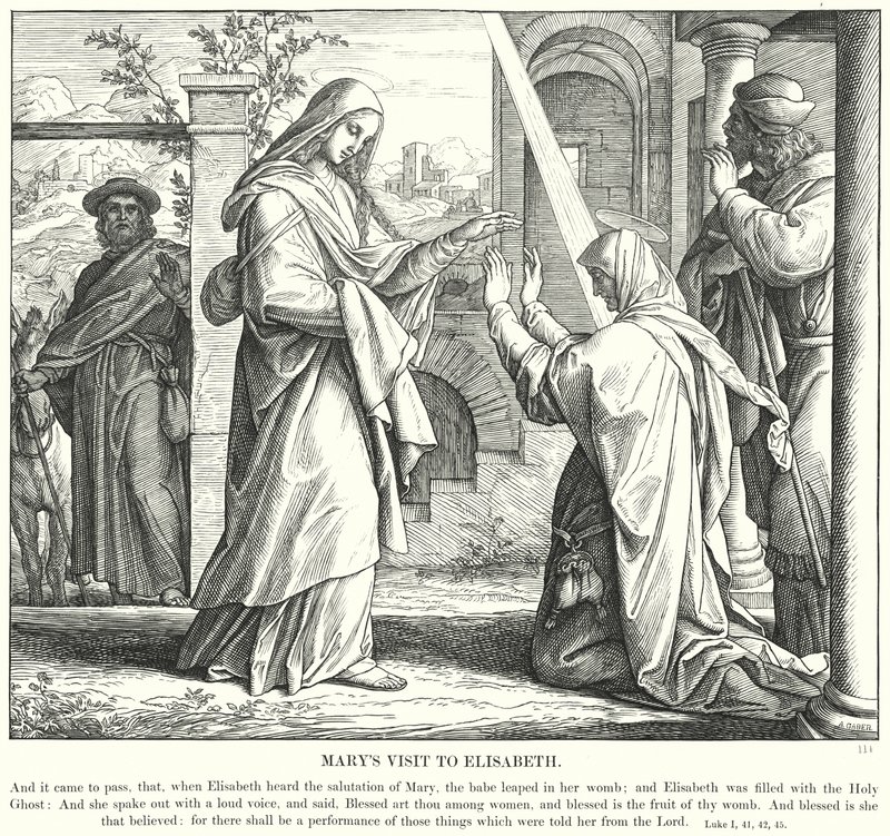 Marias besøk hos Elisabeth (gravering) av Julius (after) Schnorr von Carolsfeld
