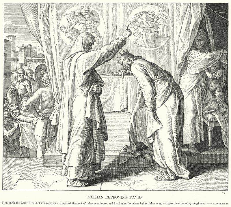 Nathan som irettesetter David (gravering) av Julius (after) Schnorr von Carolsfeld