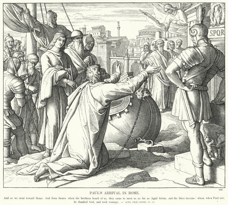 Pauls ankomst til Roma (gravering) av Julius (after) Schnorr von Carolsfeld