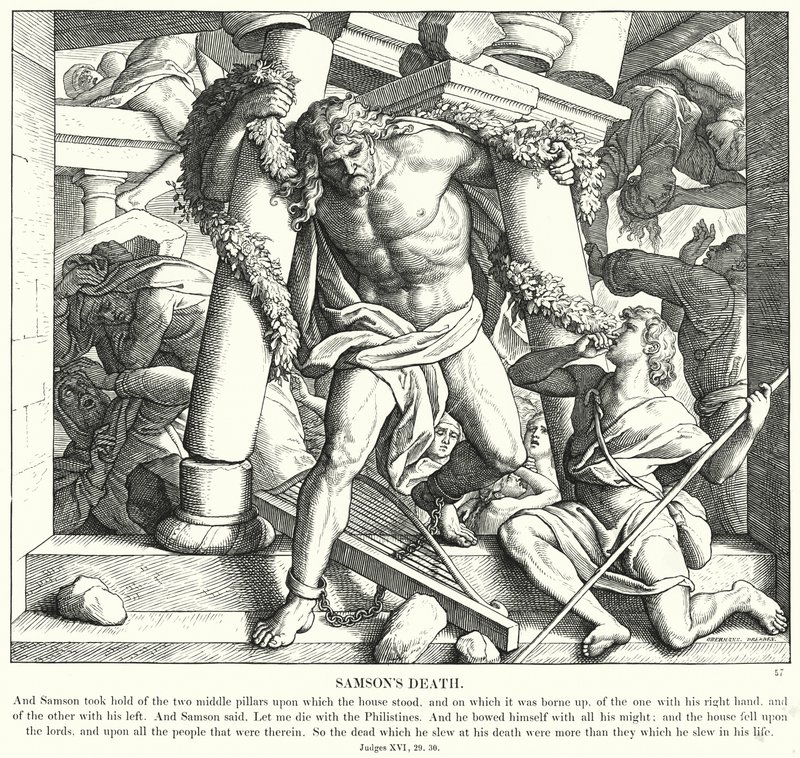 Samsons død (gravering) av Julius (after) Schnorr von Carolsfeld