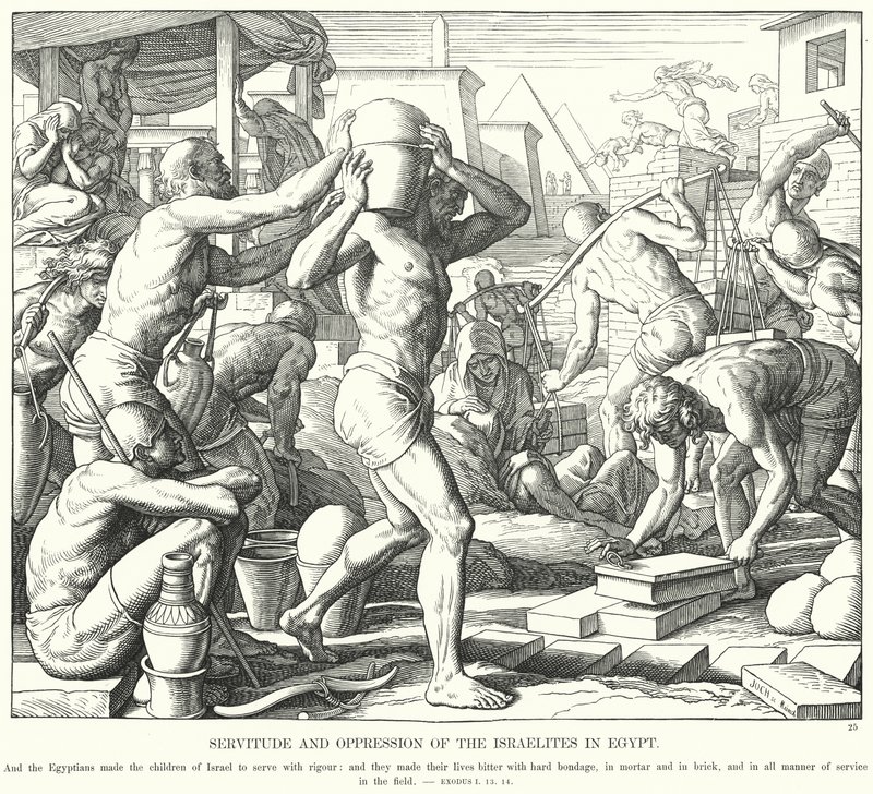 Servitude og undertrykkelse av israelittene i Egypt (gravering) av Julius (after) Schnorr von Carolsfeld