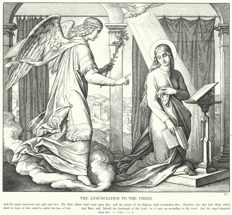 Bebudelsen til jomfruen (gravering) av Julius (after) Schnorr von Carolsfeld