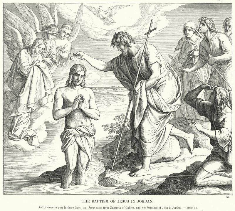 Jesu dåp i Jordan (gravering) av Julius (after) Schnorr von Carolsfeld