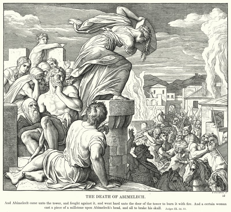 Abimeleks død (gravering) av Julius (after) Schnorr von Carolsfeld