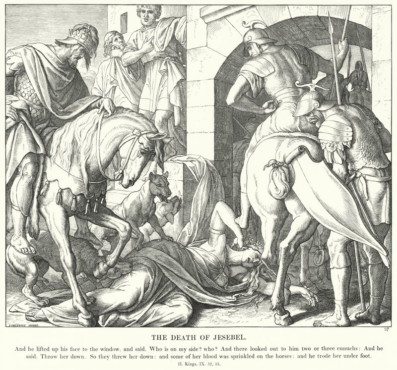 Jesebels død (gravering) av Julius (after) Schnorr von Carolsfeld