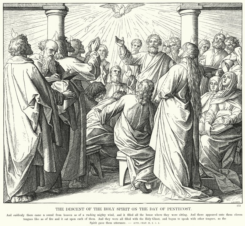 Den hellige ånds nedstigning på pinsedagen (gravering) av Julius (after) Schnorr von Carolsfeld