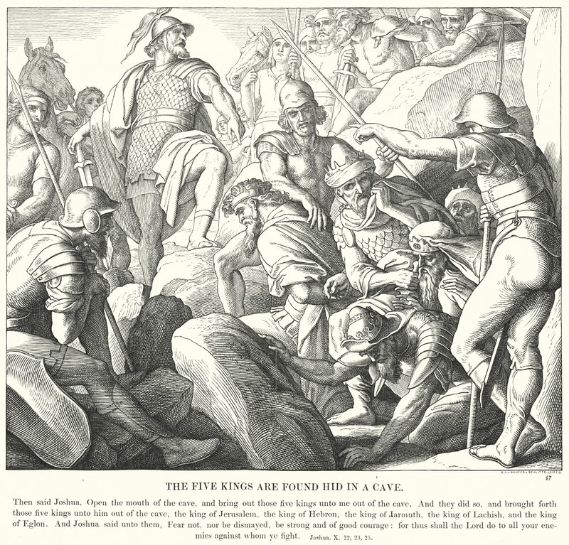 De fem kongene er funnet skjult i en hule (gravering) av Julius (after) Schnorr von Carolsfeld