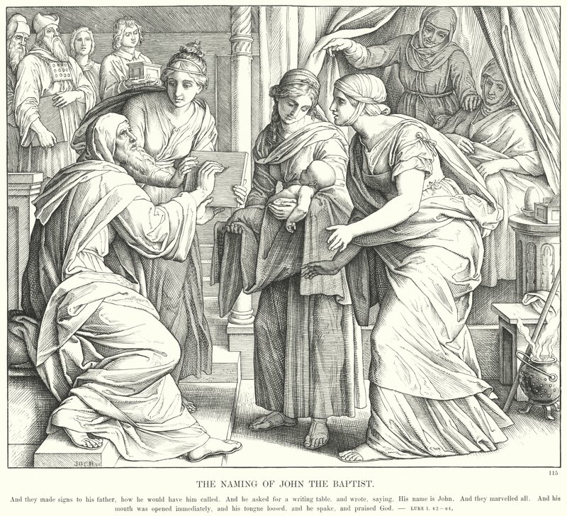 Navngivningen av døperen Johannes (gravering) av Julius (after) Schnorr von Carolsfeld