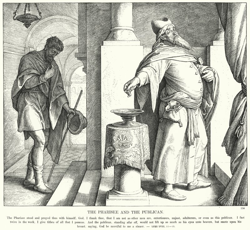 Fariseeren og tolleren (gravering) av Julius (after) Schnorr von Carolsfeld