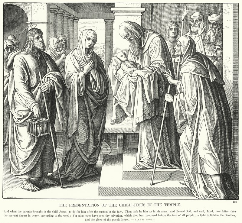Presentasjonen av Jesusbarnet i tempelet (gravering) av Julius (after) Schnorr von Carolsfeld