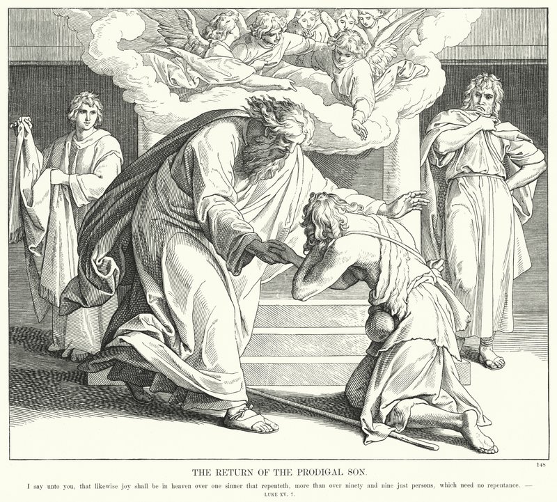 The Return of the Prodigal Son (gravering) av Julius (after) Schnorr von Carolsfeld