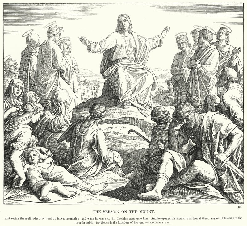 Bergprekenen (gravering) av Julius (after) Schnorr von Carolsfeld