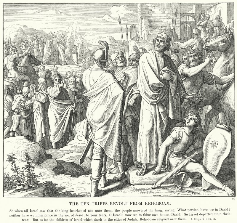 De ti stammene gjør opprør fra Rehabeam (gravering) av Julius (after) Schnorr von Carolsfeld