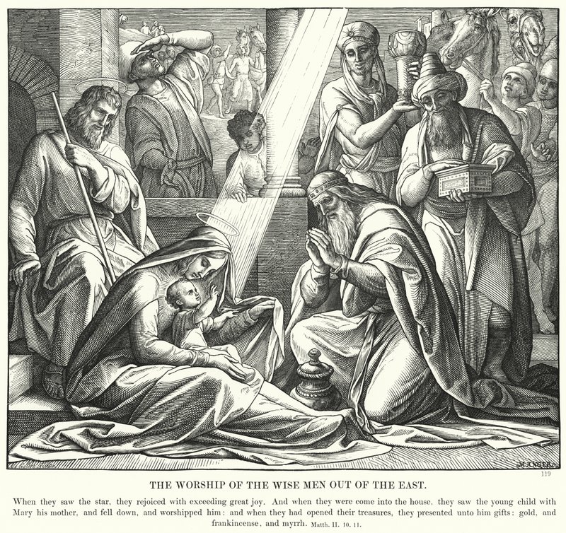 Tilbedelsen av de vise menn fra Østen (gravering) av Julius (after) Schnorr von Carolsfeld