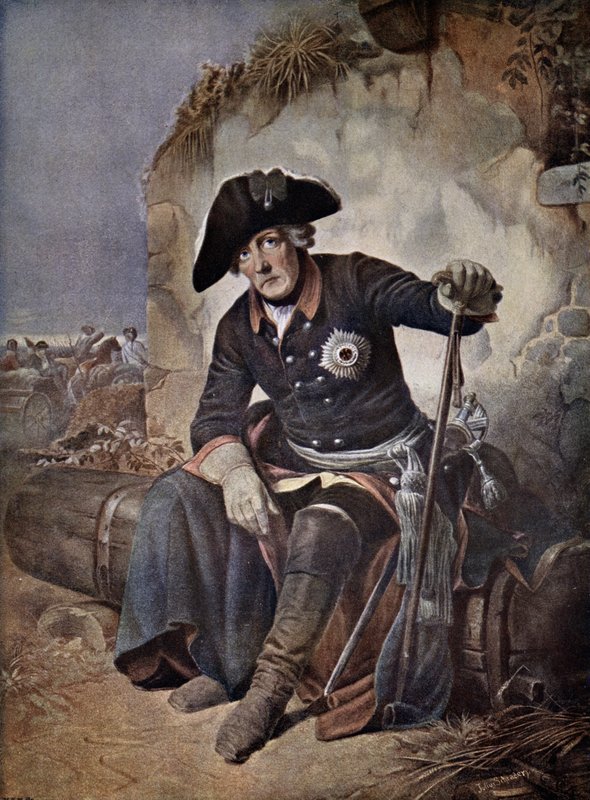 Fredrik den store, konge av Preussen (farge litho) av Julius Friedrich Anton (after) Schrader