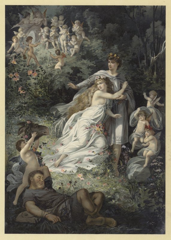 Illustrasjon for A Midsummer Nights Dream (chromolitho) av Julius Hoeppner