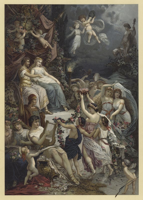 Illustrasjon for A Midsummer Nights Dream (chromolitho) av Julius Hoeppner