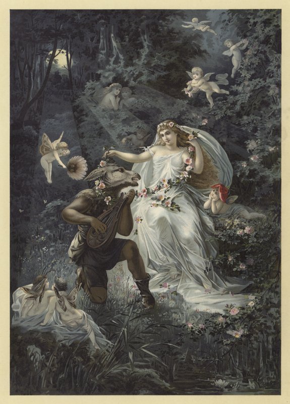 Illustrasjon for A Midsummer Nights Dream (chromolitho) av Julius Hoeppner