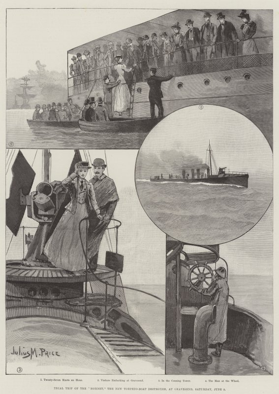 Prøvetur av Hornet, New Torpedo-Boat Destroyer, ved Gravesend, lørdag 9. juni av Julius Mandes Price