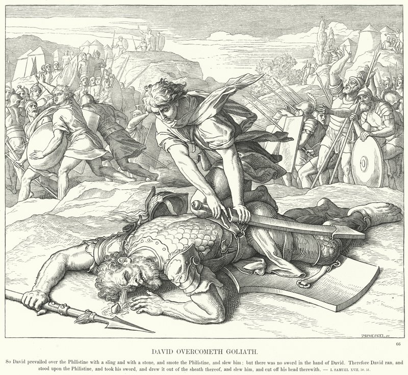 David overvinner Goliat av Julius Schnorr von Carolsfeld