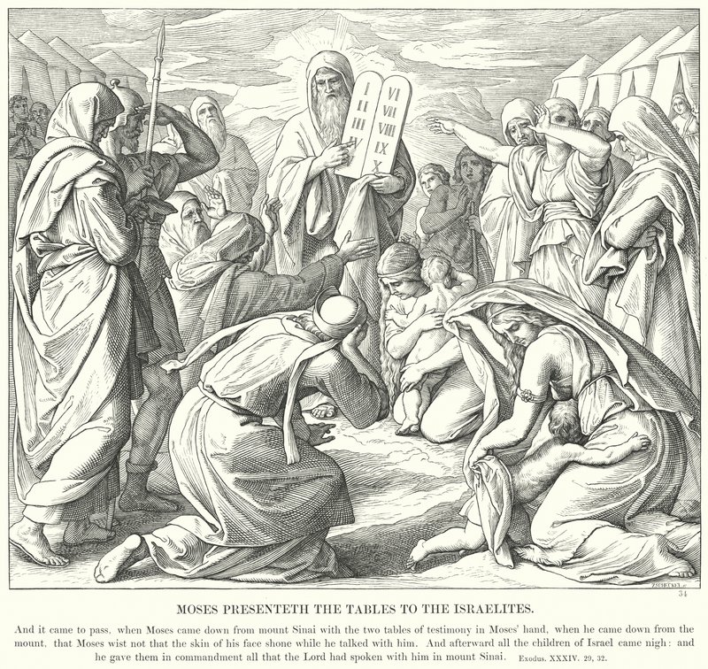 Moses presenterer tabellene for israelittene av Julius Schnorr von Carolsfeld