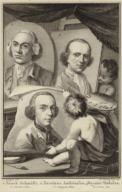 Portretter av Izaak Schmidt, Jurriaen Andriessen og Reinier Vinkeles av Jurriaan Andriessen
