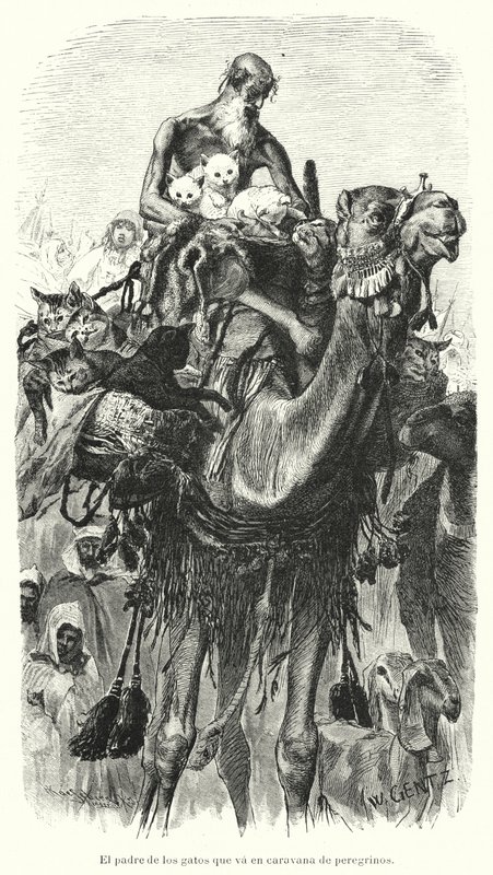 Vokter for katter som reiser med en karavane av pilegrimer (litho) av Karl Wilhelm Gentz