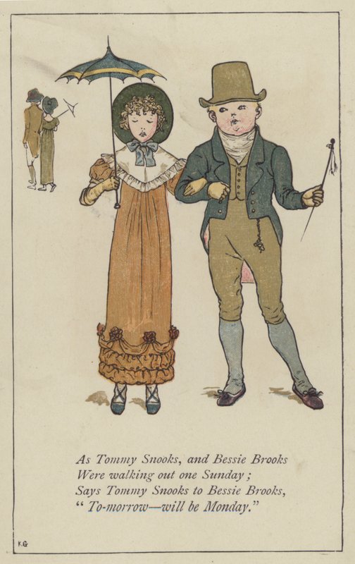 Som Tommy Snooks og Bessie Brooks (farge litho) av Kate (after) Greenaway