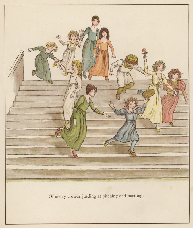 Kate Greenaway-illustrasjon for The Pied Piper of Hamelin av Robert Browning (litho-farge) av Kate (after) Greenaway