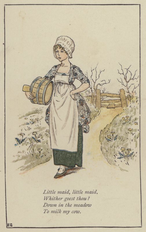 Liten hushjelp, liten hushjelp (farge litho) av Kate (after) Greenaway