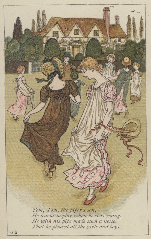Tom, Tom, piperens sønn (farge litho) av Kate (after) Greenaway
