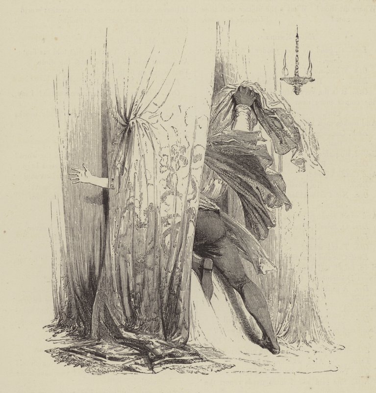Othello dreper Desdemona, akt IV, Scene II (gravering) av Kenny Meadows