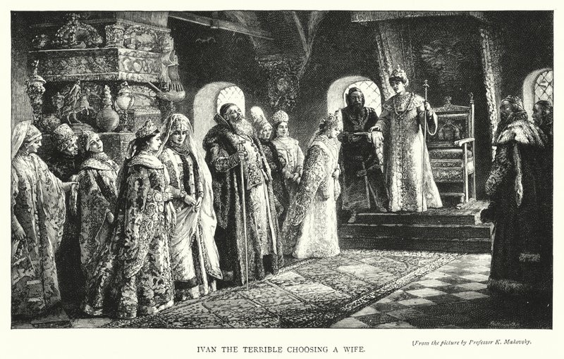 Ivan den forferdelige velger en kone (gravering) av Konstantin Egorovich Makovsky
