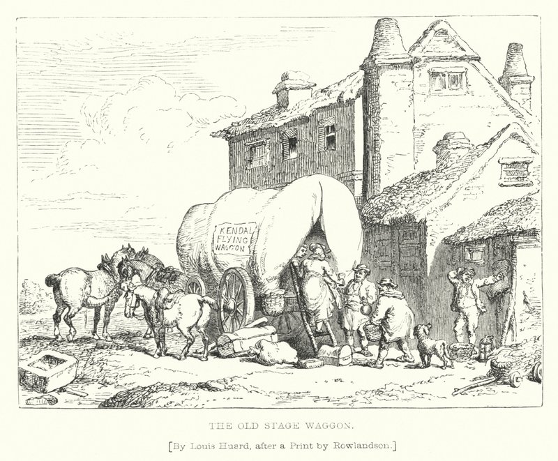 The Old Stage Waggon (gravering) av L. Huard