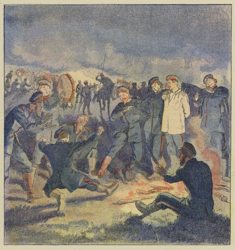 Russisk kavaleri i bivuakk av L. Malespine